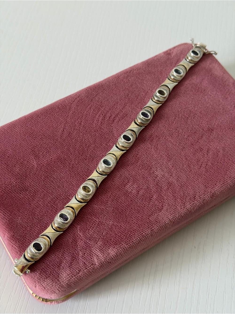 Vintage Sterling Silver Multi-Gemstone Bracelet